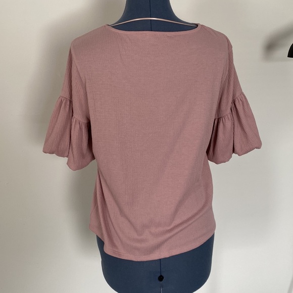 Mauve Bubble Sleeve Top - Picture 3 of 4